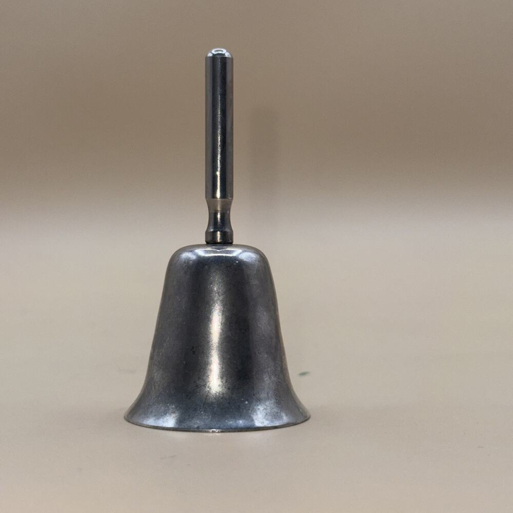 Vintage Silver Plated Hand Bell Small Metal Dinner Service Bell 3.5 Inch